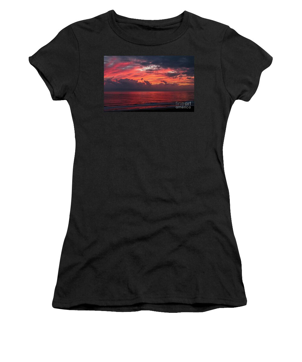 Beach Women's T-Shirt featuring the photograph Sunrise #2 by Les Greenwood