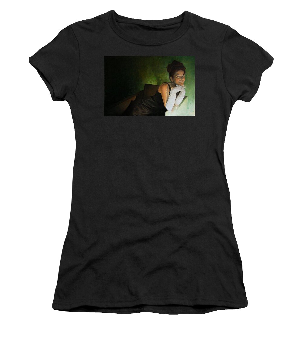 Portraits In Oil Fine Art Portrait Oil Painting Portrait Women's T-Shirt featuring the painting The Look of Love - Portrait of Sherry by T S Carson