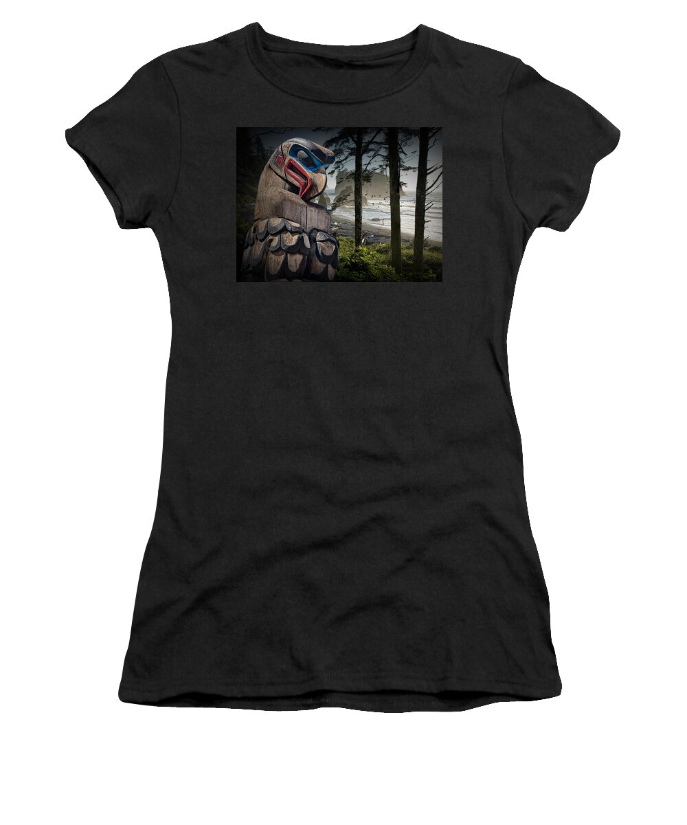 Art Women's T-Shirt featuring the photograph Totem Pole in the Pacific Northwest #1 by Randall Nyhof
