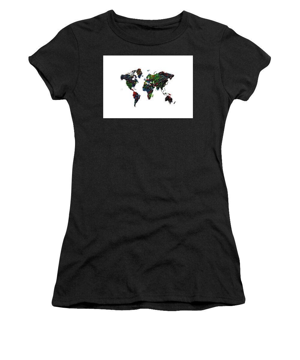 World Map Women's T-Shirt featuring the mixed media World Map b1 #1 by Brian Reaves