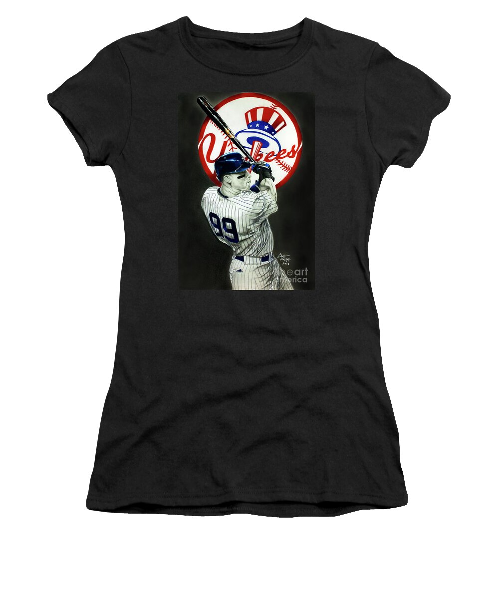 Yankees Aaron Judge #99 Women's T-Shirt by Chris Volpe - Fine Art