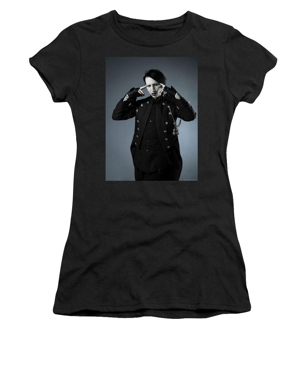 Marilyn Manson Women's T-Shirt featuring the photograph Marilyn Manson #16 by Jackie Russo