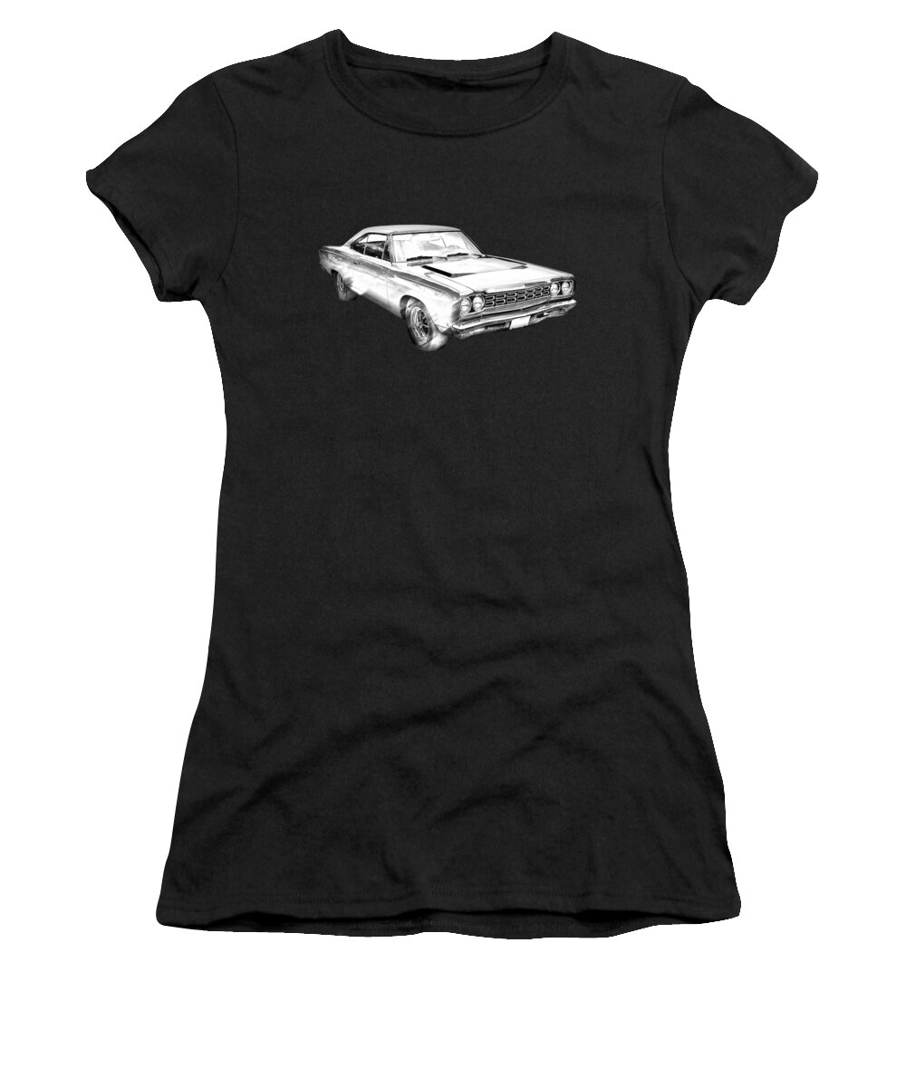Car Women's T-Shirt featuring the photograph 1968 Plymouth Roadrunner Muscle Car Illustration by Keith Webber Jr