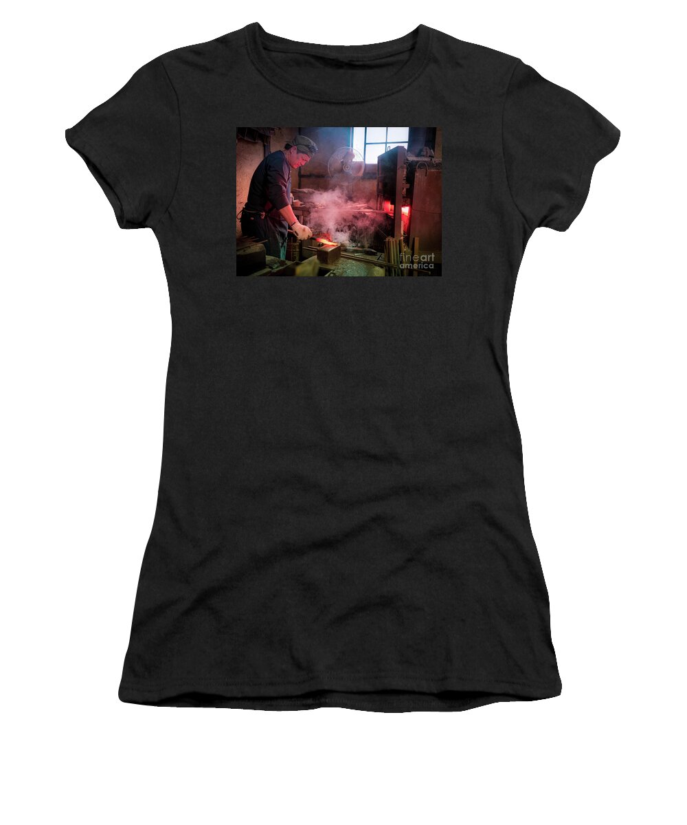 Blacksmith Women's T-Shirt featuring the photograph 4th Generation Blacksmith, Miki City Japan #2 by Perry Rodriguez