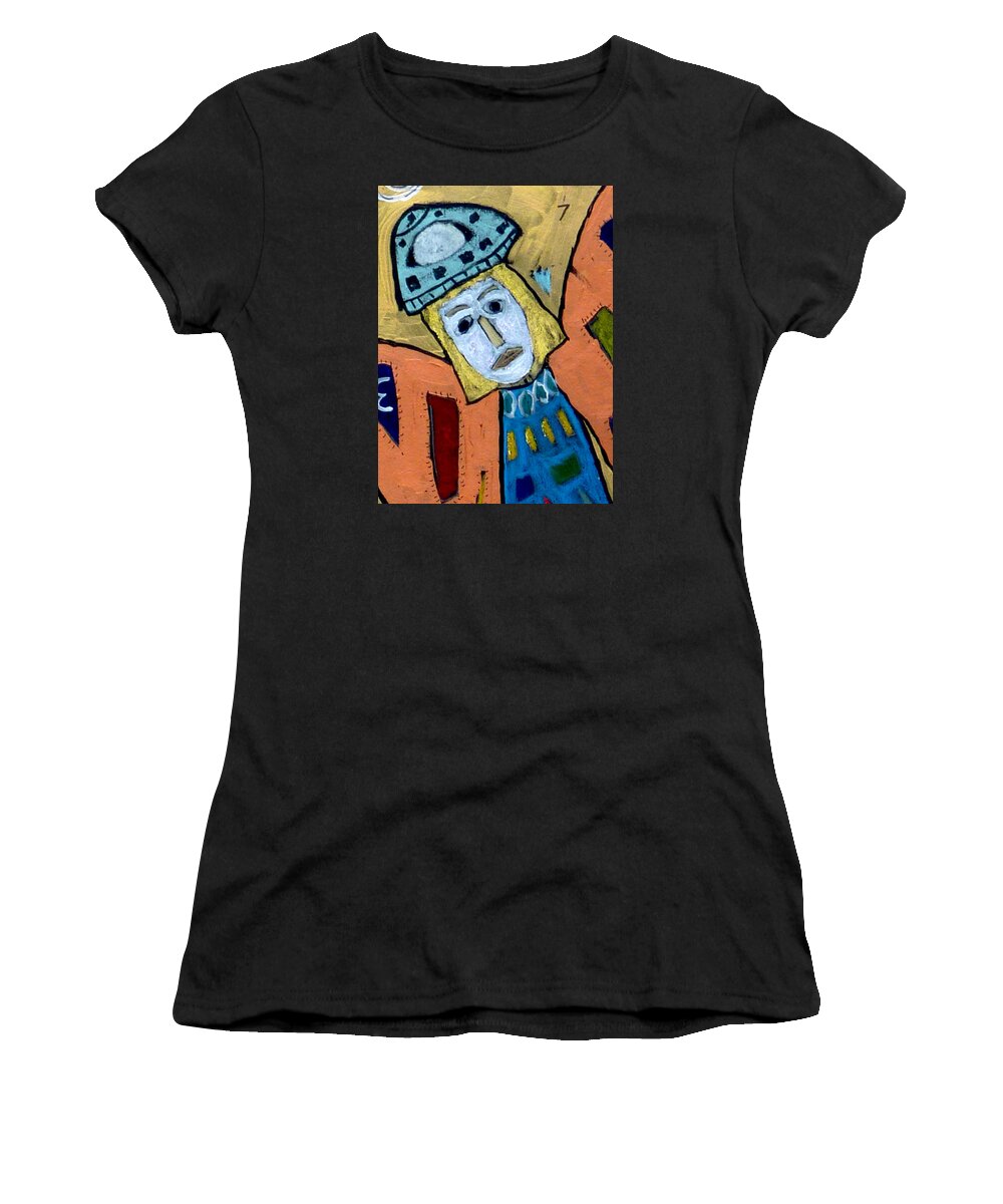 Zadkiel Women's T-Shirt featuring the mixed media Archangel Zadkiel #3 by Clarity Artists