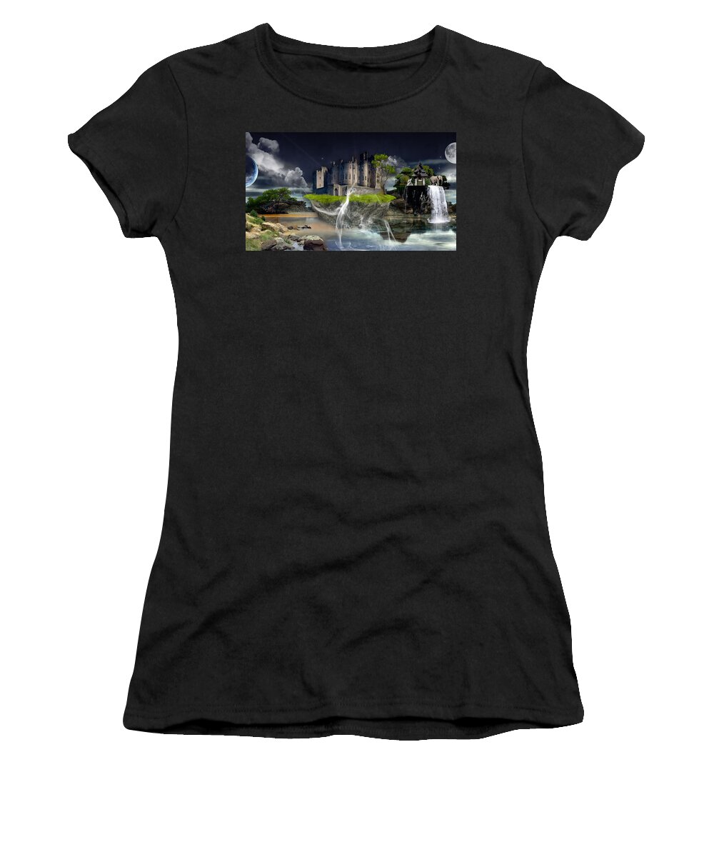 Castle Women's T-Shirt featuring the mixed media Castle In The Sky Art #2 by Marvin Blaine