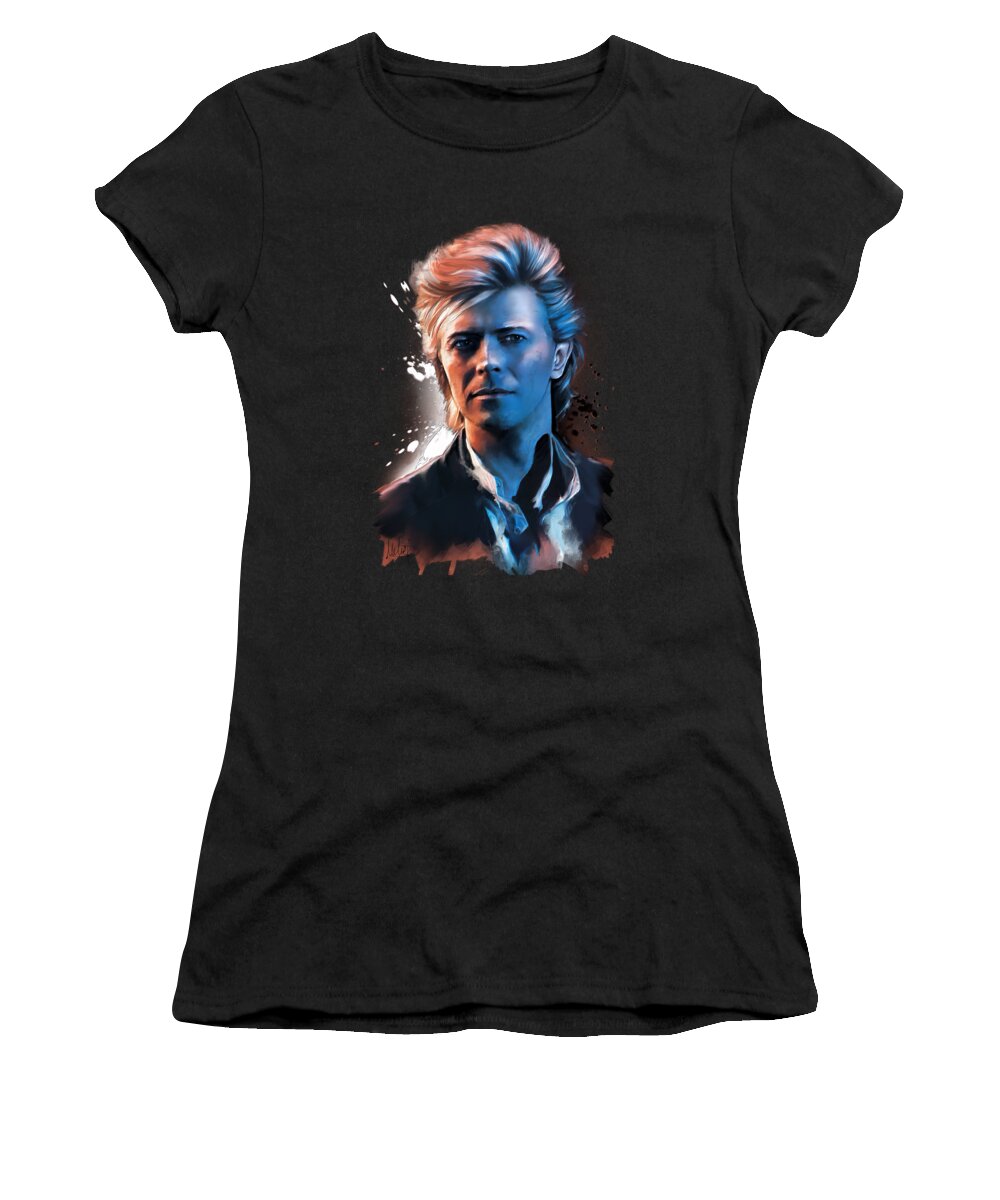 David Bowie Women's T-Shirt featuring the painting David Bowie #2 by Melanie D