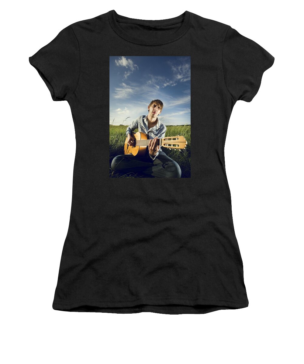 Musician Women's T-Shirt featuring the photograph Musician #2 by Mariel Mcmeeking
