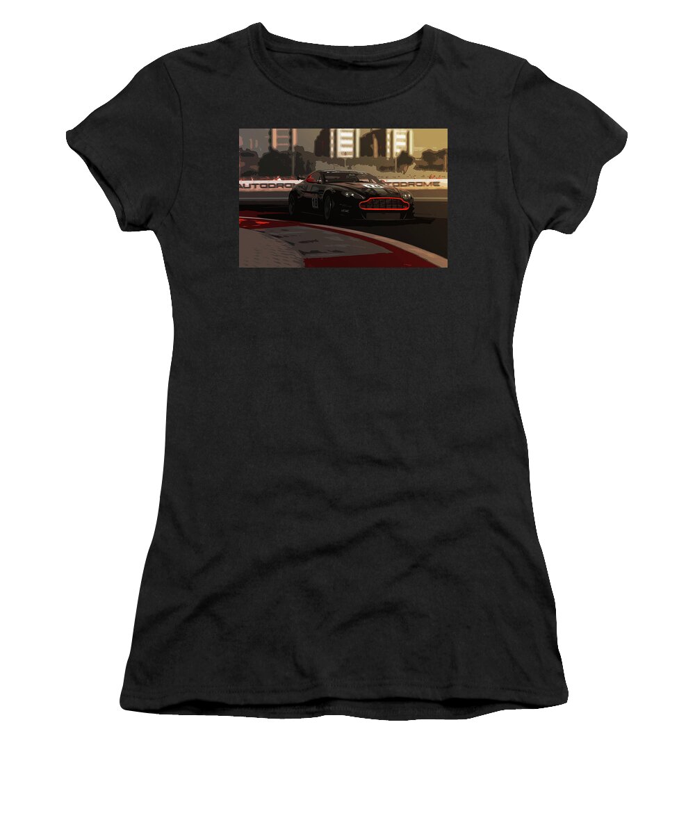 Aston Women's T-Shirt featuring the painting Power and Motors #2 by AM FineArtPrints