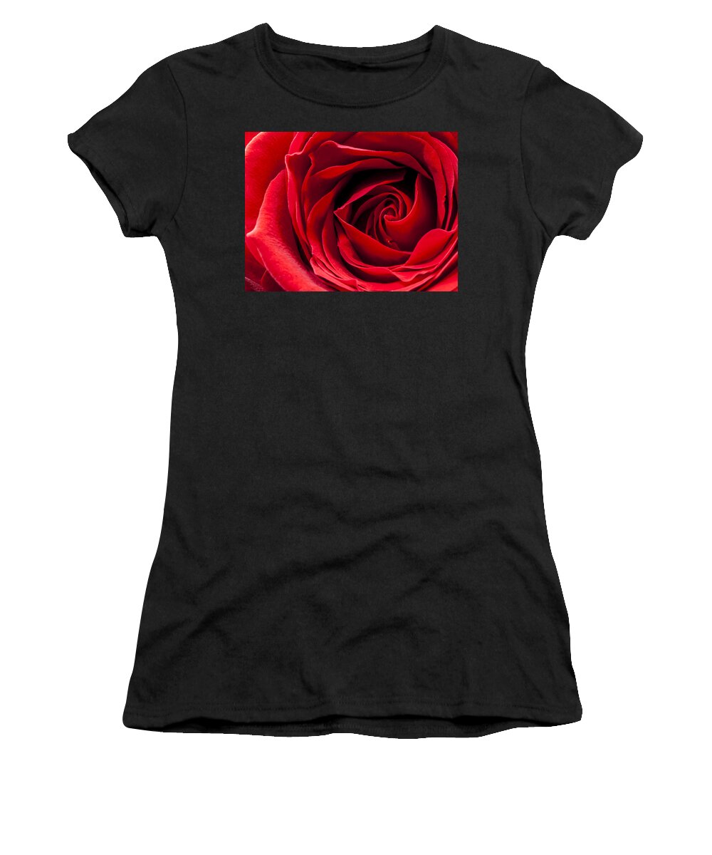 Flower Women's T-Shirt featuring the photograph Red Rose Close-up #2 by John Paul Cullen