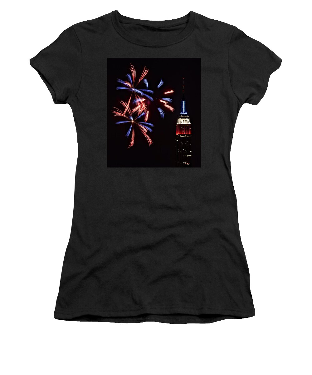 Empire State Building Women's T-Shirt featuring the photograph Red White and Blue #2 by Susan Candelario