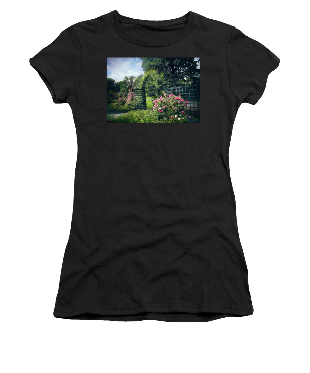 New York Botanical Garden Women's T-Shirt featuring the photograph Rose Garden Gate #2 by Jessica Jenney