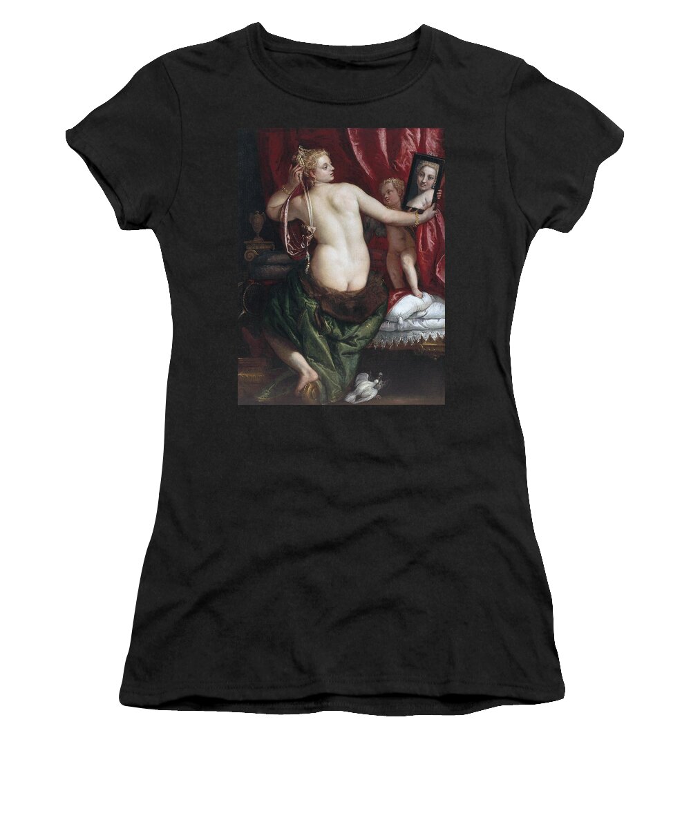 Paolo Veronese Women's T-Shirt featuring the painting Venus with a Mirror #3 by Paolo Veronese