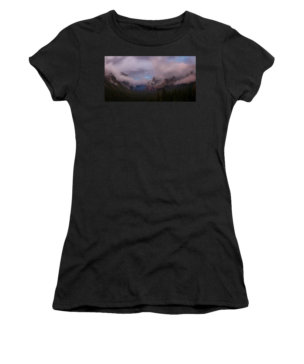 Yosemite Women's T-Shirt featuring the photograph Yosemite Valley Panorama in Color by Alexander Fedin