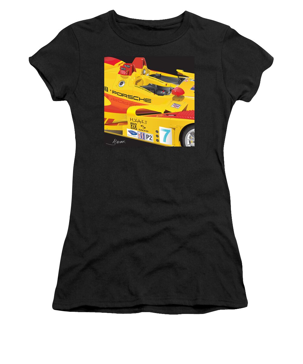 Porsche Rs Spyder Women's T-Shirt featuring the digital art 2008 RS Spyder illustration by Alain Jamar