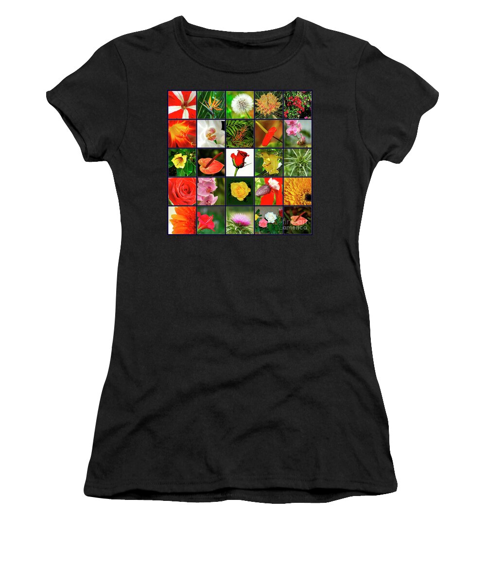 Collage Women's T-Shirt featuring the photograph 25 Image Collage Of Flowers by Tomi Junger