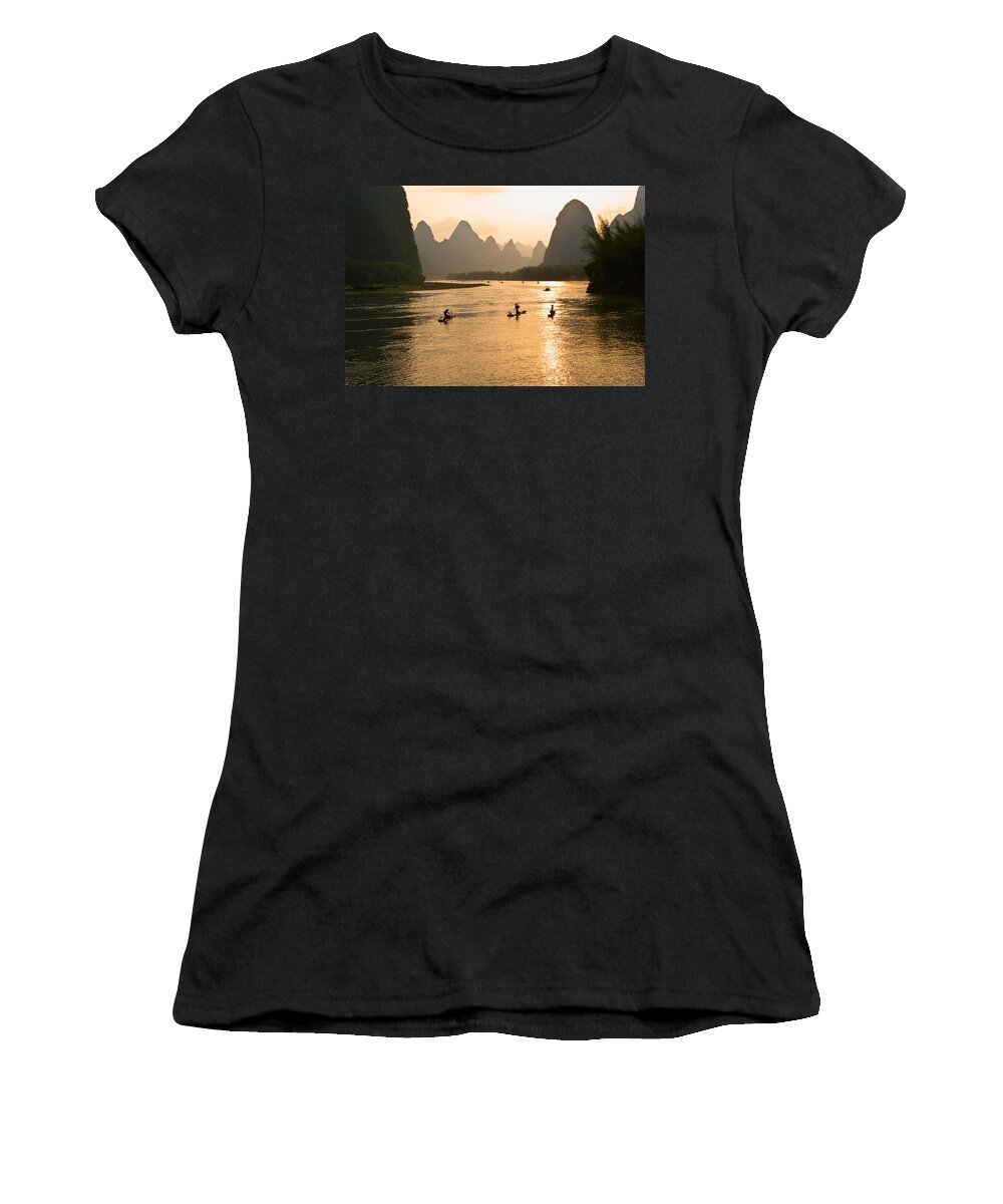 Asia Women's T-Shirt featuring the photograph Sunset on the Li River #3 by Michele Burgess