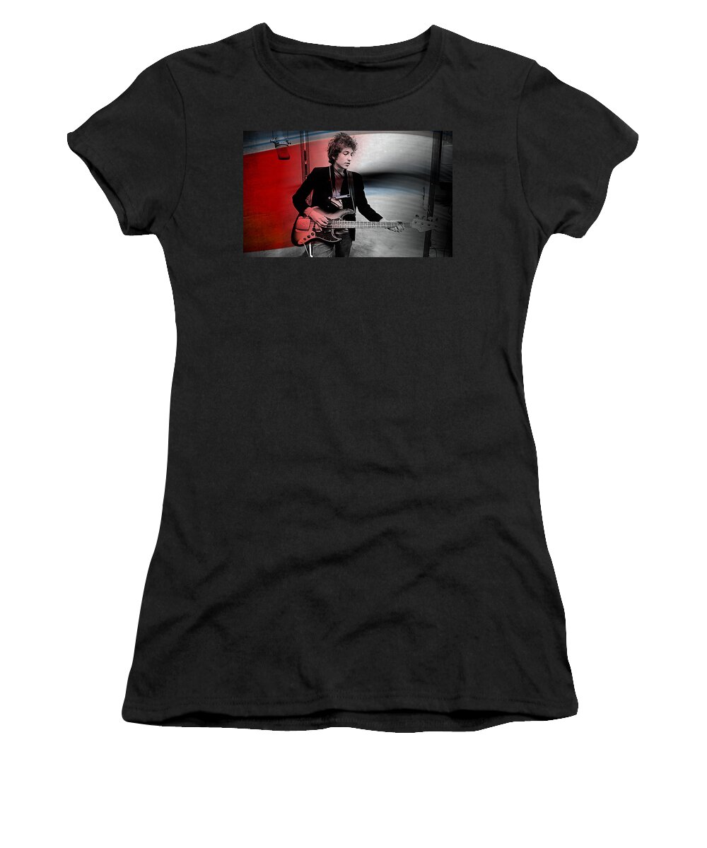 Bob Dylan Paintings Women's T-Shirt featuring the mixed media Bob Dylan #4 by Marvin Blaine