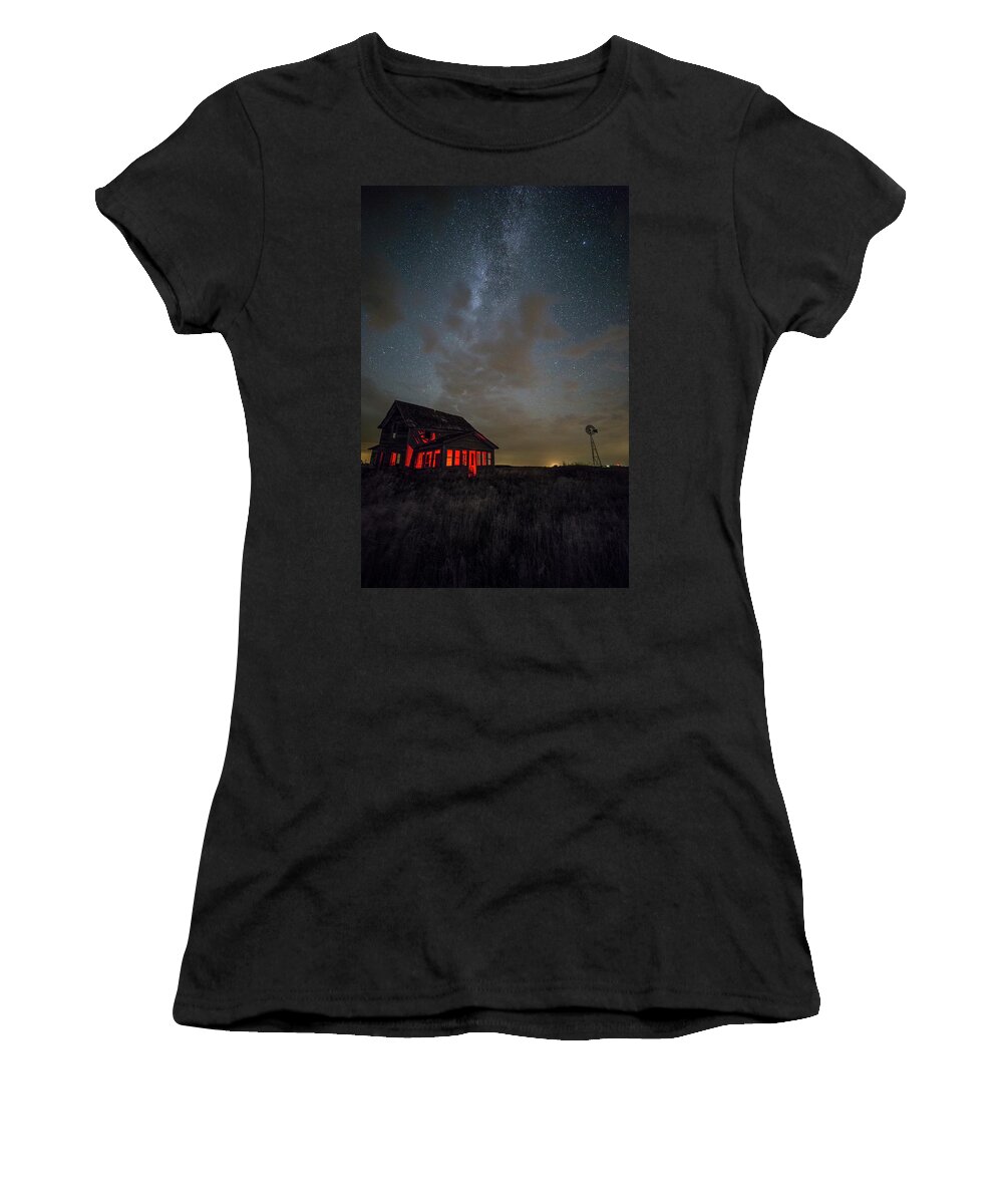 Red Women's T-Shirt featuring the photograph Dark Place #4 by Aaron J Groen