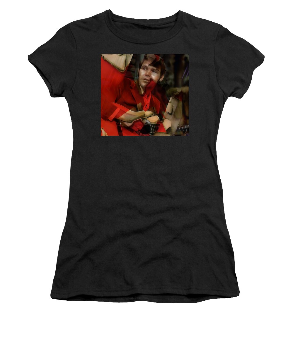 Glen Campbell Women's T-Shirt featuring the mixed media Glen Campbell #4 by Marvin Blaine