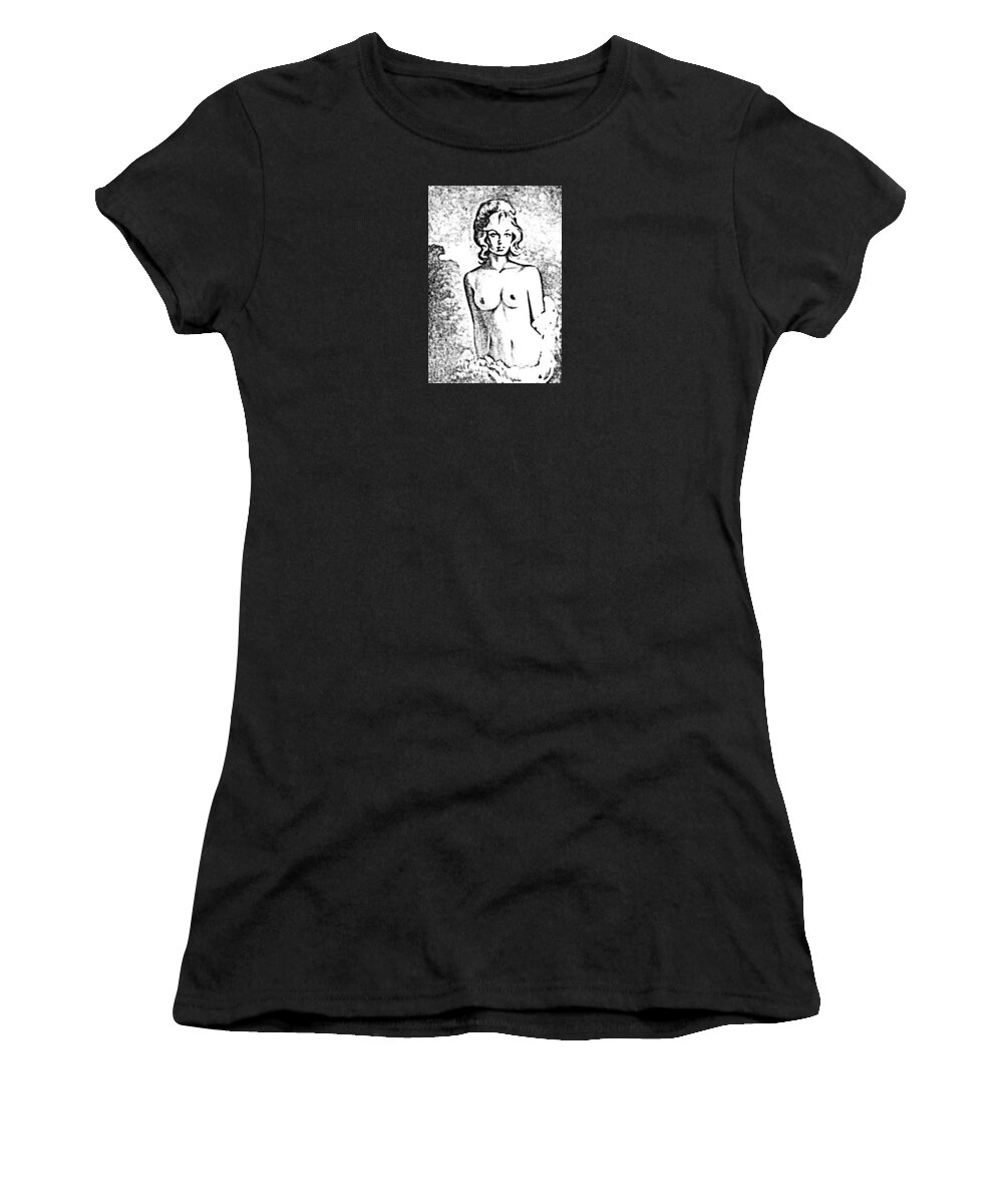 Nudes Women's T-Shirt featuring the drawing Pinups #1 by Kim Kent