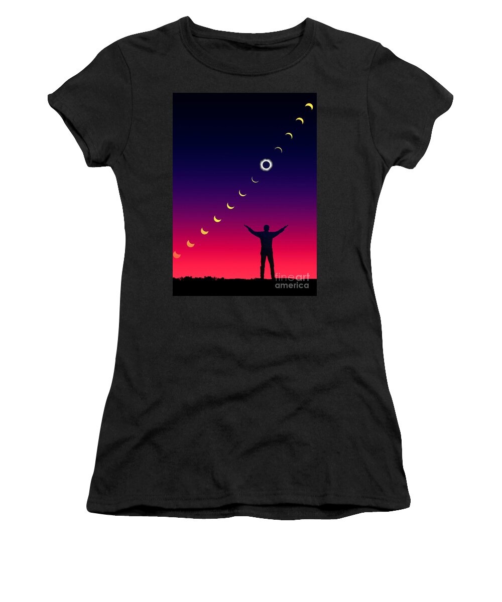Astronomy Women's T-Shirt featuring the photograph Solar Eclipse #4 by Larry Landolfi