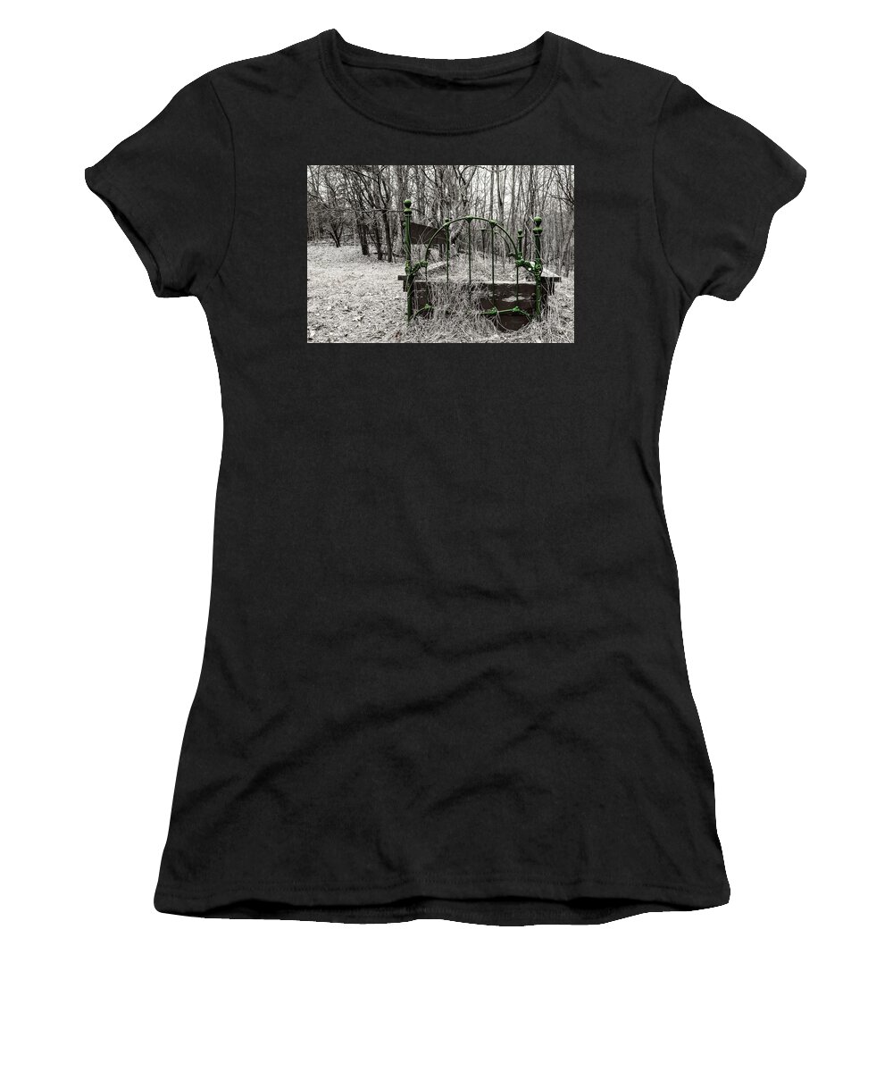Bed Women's T-Shirt featuring the photograph A Bed In The Forest by Karl Anderson