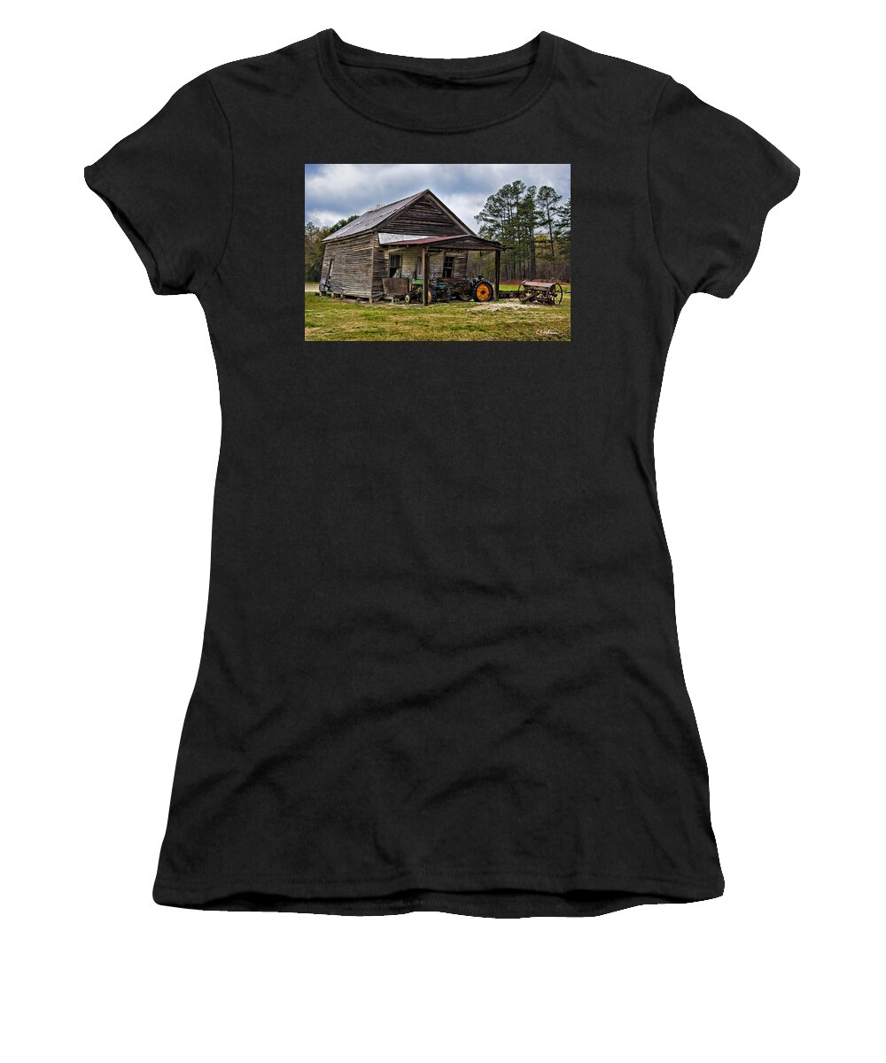 Barn Women's T-Shirt featuring the photograph A Crooked Little Barn by Christopher Holmes