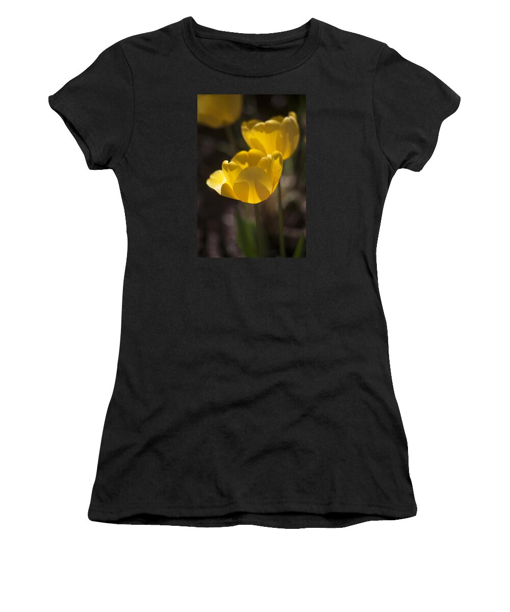Tulips Women's T-Shirt featuring the photograph A Happy Spring Moment by Morris McClung