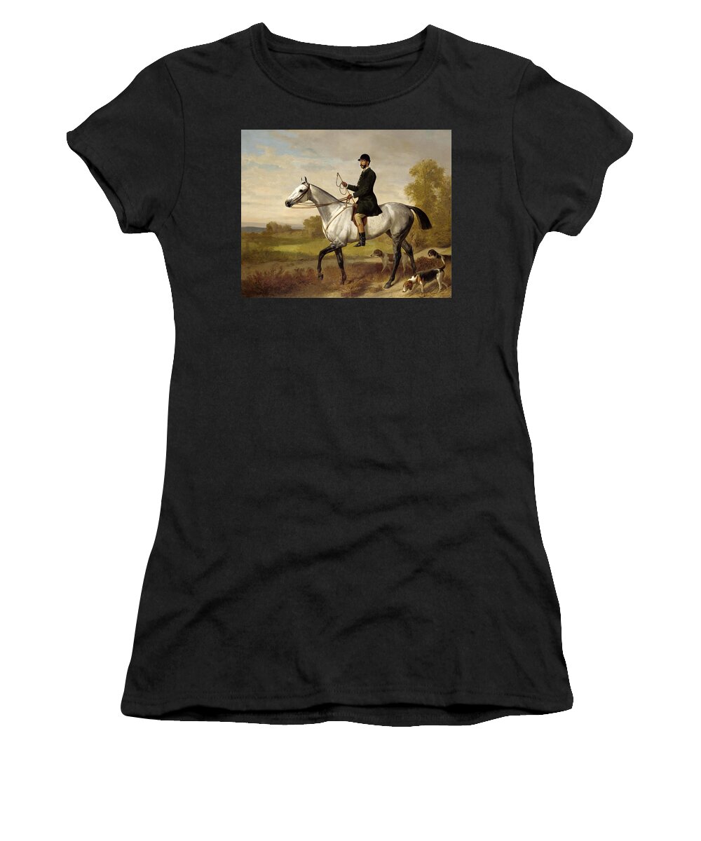 Emil Adam Women's T-Shirt featuring the painting A Huntsman with Horse and Hounds by Emil Adam