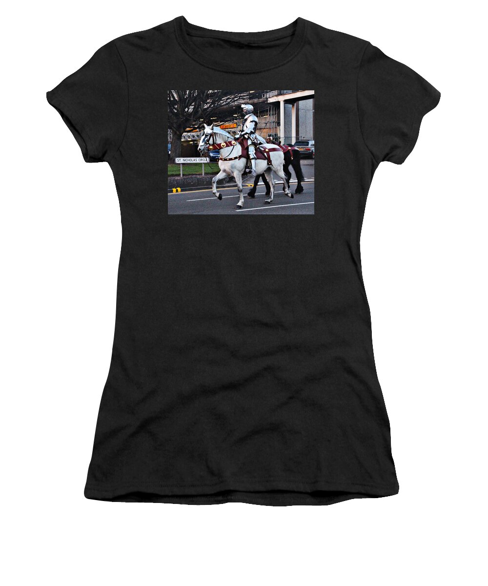 Knight Women's T-Shirt featuring the painting A Knight on the Town by Tom Conway