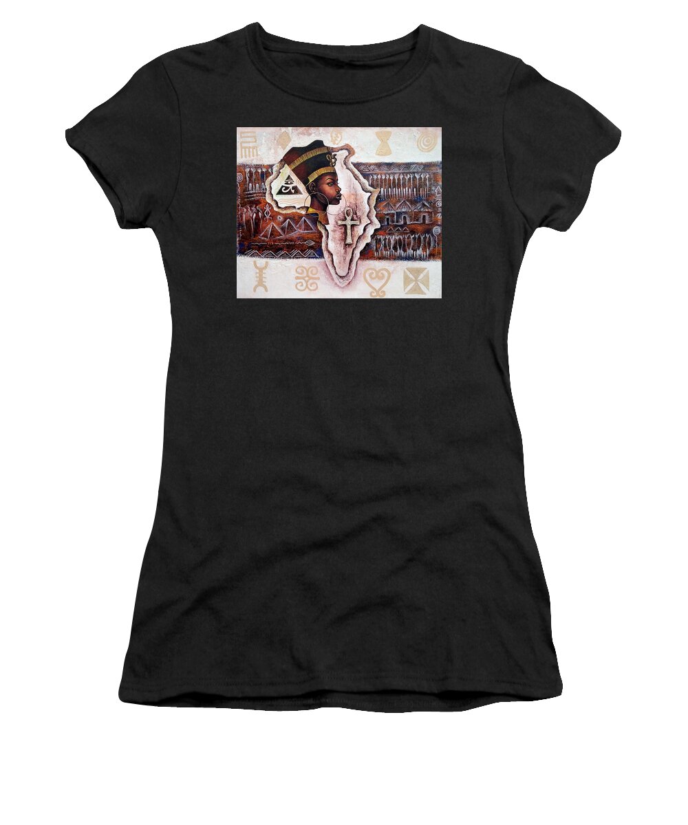African Art For Sale Women's T-Shirt featuring the painting A Mother to All by Daniel Akortia