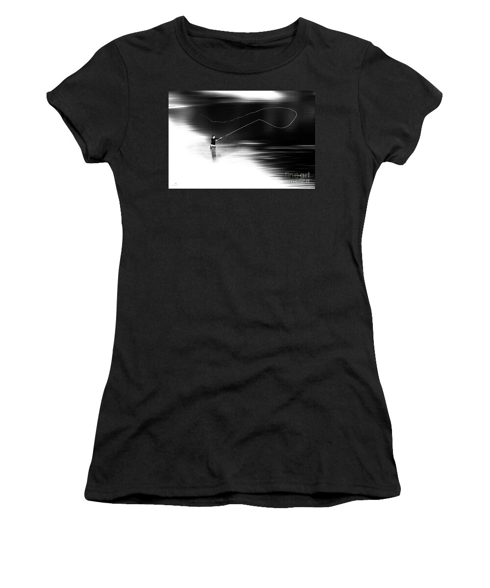 Fly Fisching Women's T-Shirt featuring the photograph A River Runs Through It by Hannes Cmarits
