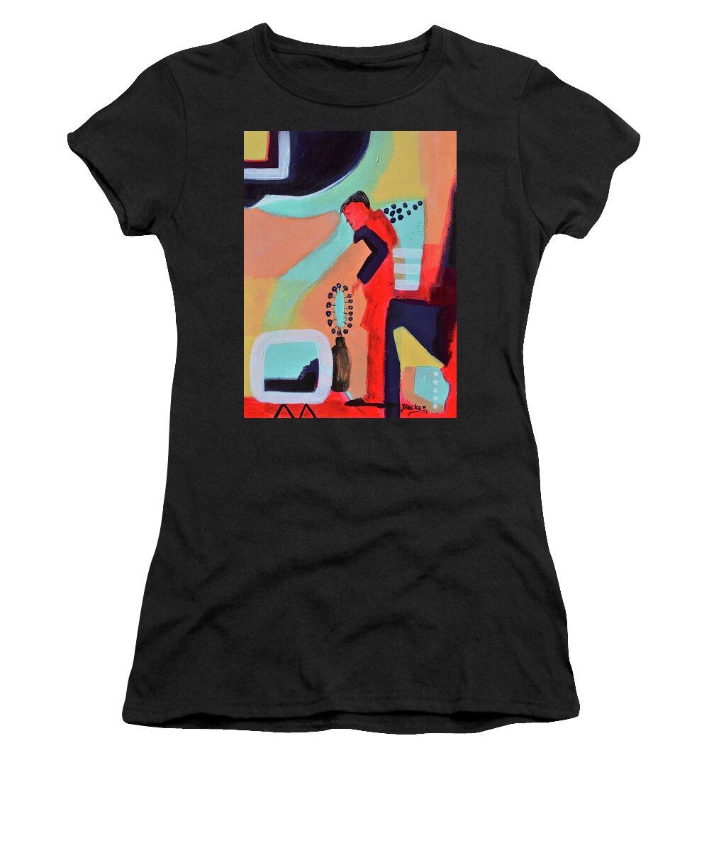 Senior Citizen Women's T-Shirt featuring the painting A Senior Moment by Donna Blackhall