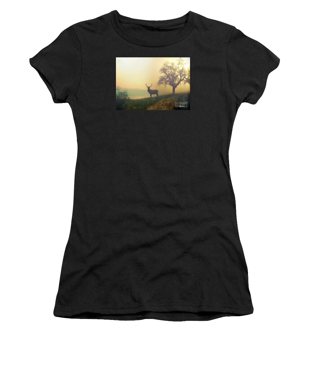 Stag Women's T-Shirt featuring the photograph A Stag in Scotland by Morag Bates