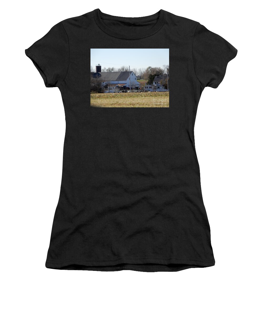 Amish Women's T-Shirt featuring the photograph A Sunny November Afternoon by Christine Clark