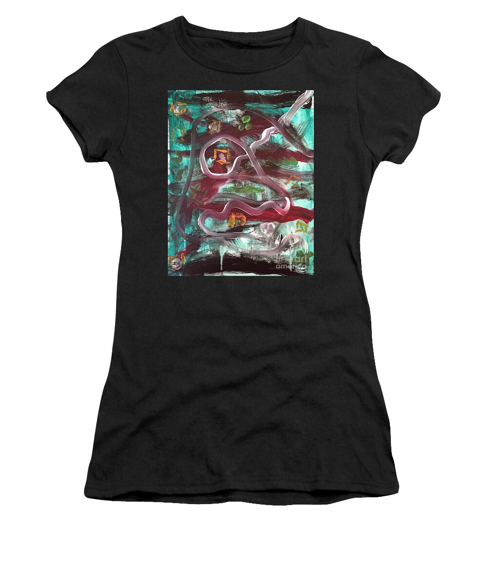 Abstract Women's T-Shirt featuring the painting A white road across a weird place by Wonju Hulse