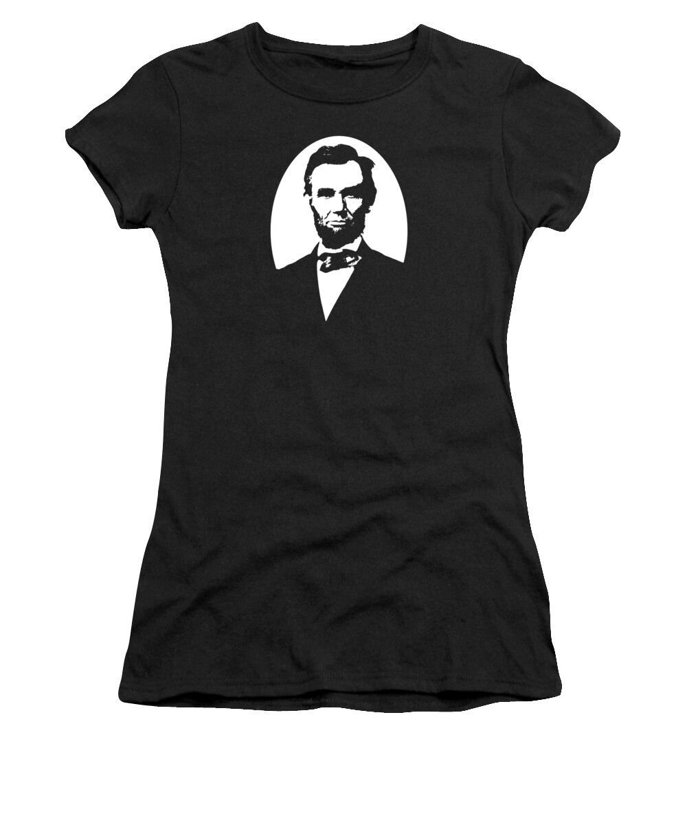 Abraham Lincoln Women's T-Shirt featuring the digital art Abraham Lincoln - Black and White by War Is Hell Store