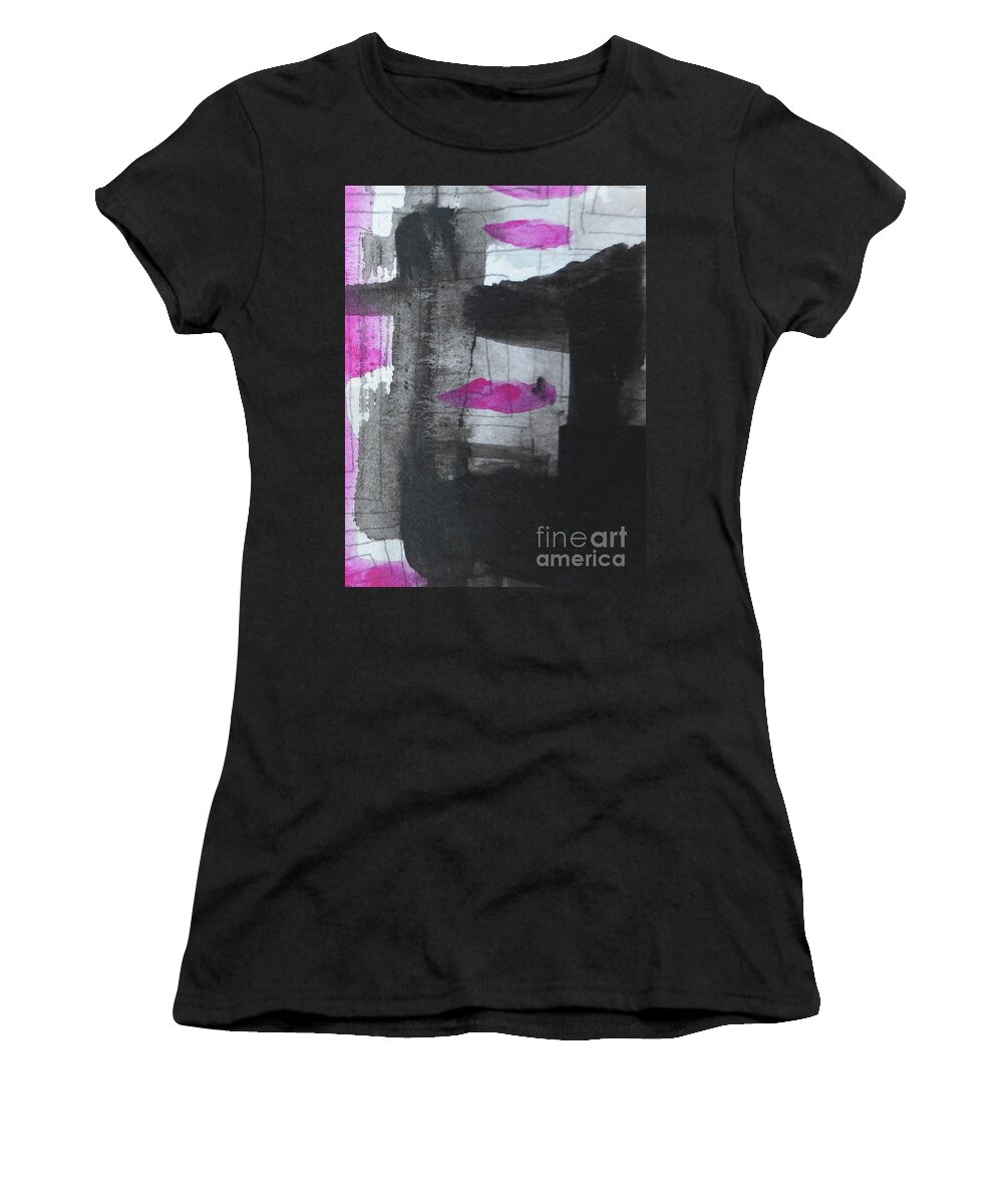 Katerina Stamatelos Women's T-Shirt featuring the painting Abstract-15 by Katerina Stamatelos