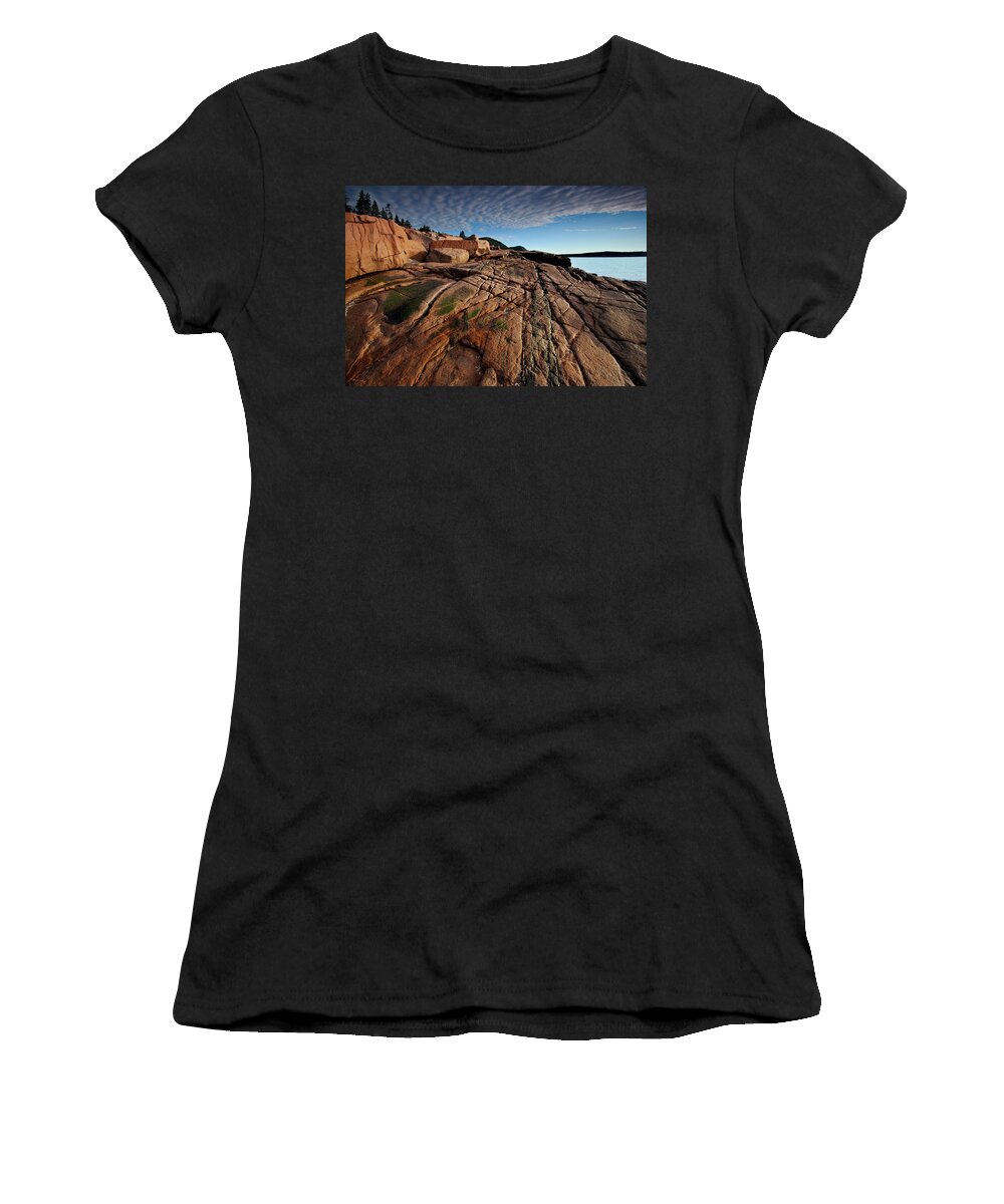 Acadia Women's T-Shirt featuring the photograph Acadia Rocks by Neil Shapiro