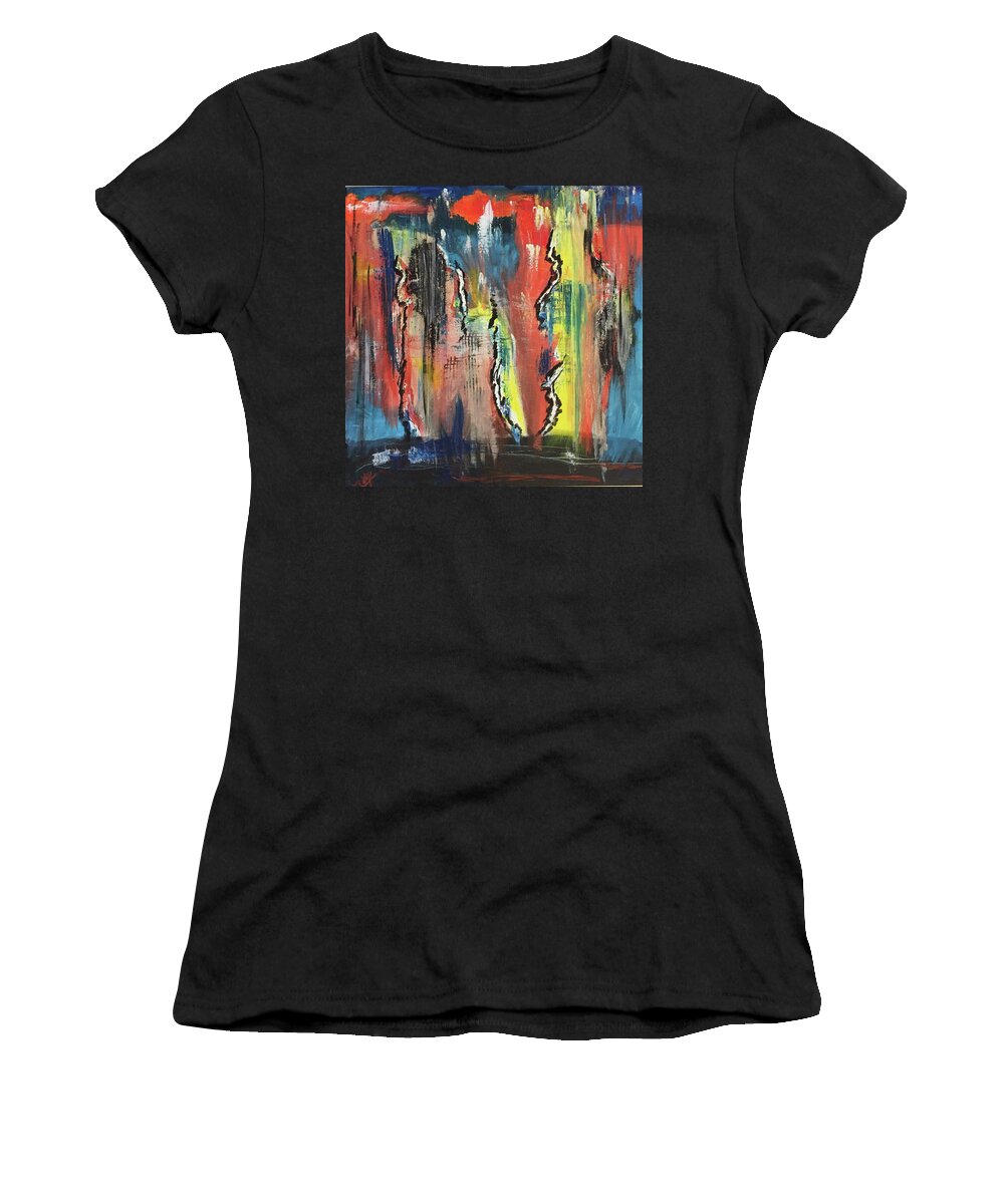 Painting Women's T-Shirt featuring the painting Acid Rain by Laura Jaffe