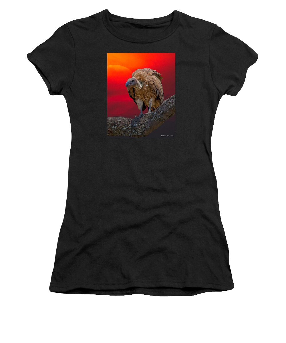 Vulture Women's T-Shirt featuring the digital art African Vulture At Sunset by Larry Linton