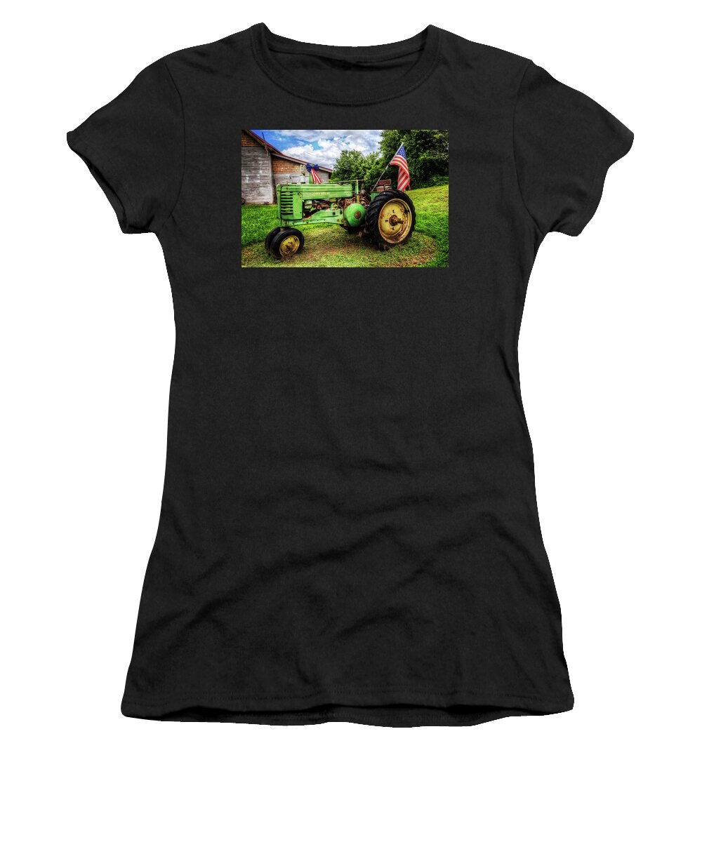 American Women's T-Shirt featuring the photograph American Tractor by Debra and Dave Vanderlaan