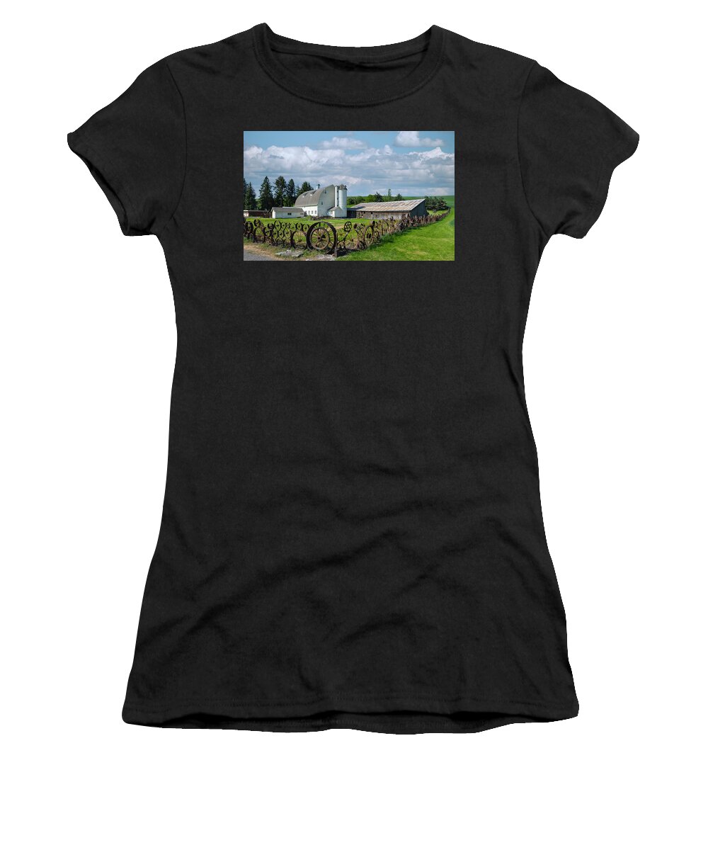 Agriculture Women's T-Shirt featuring the photograph An art of a wagonwheel. by Usha Peddamatham