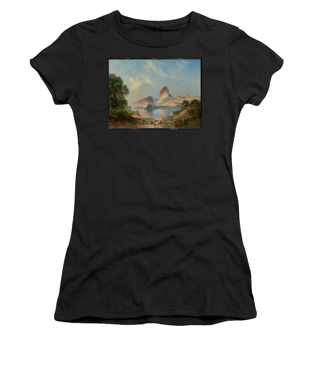 An Indian Paradise (green River Women's T-Shirt featuring the painting An Indian Paradise , Green River, Wyoming by Celestial Images