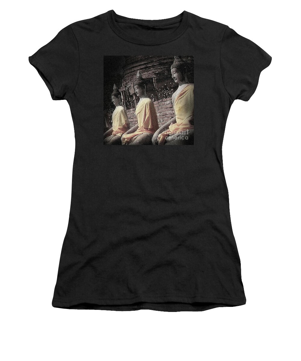 Peace Women's T-Shirt featuring the photograph Ancient Buddha Statues by Eena Bo