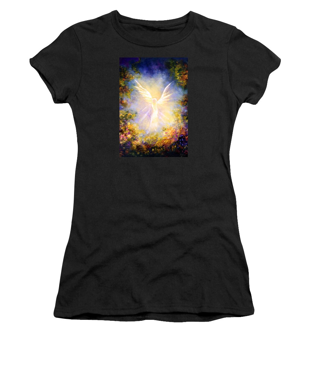 Angel Women's T-Shirt featuring the painting Angel Descending by Marina Petro