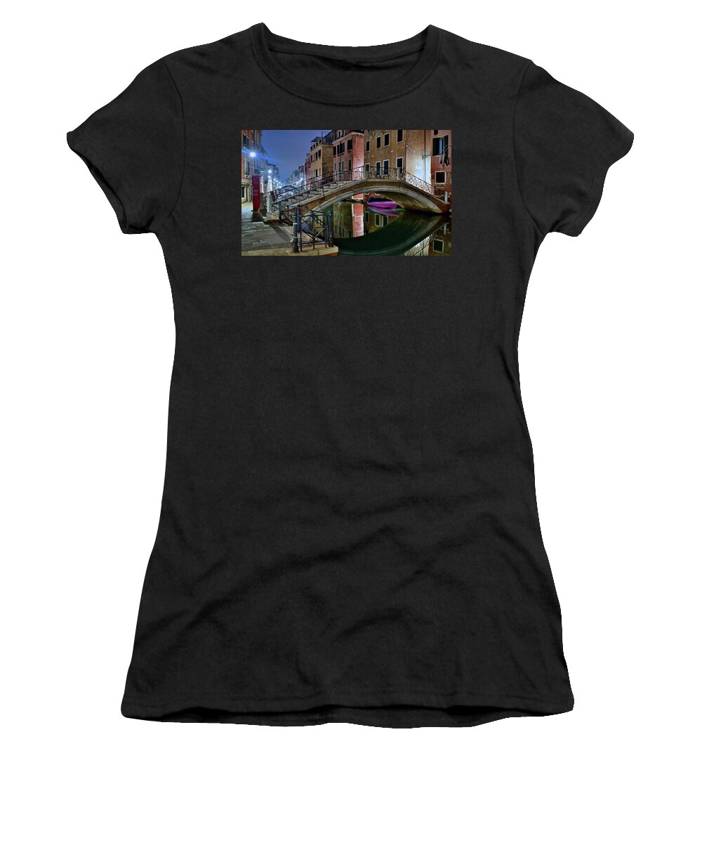 Venice Women's T-Shirt featuring the photograph Arch Bridge in Venice by Frozen in Time Fine Art Photography