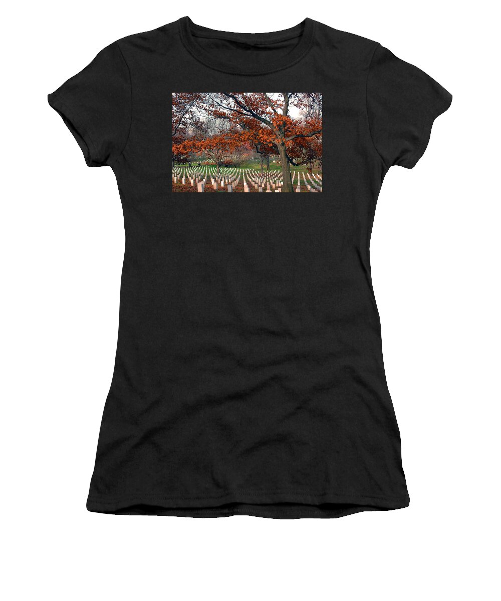 Veteran Women's T-Shirt featuring the photograph Arlington Cemetery in Fall by Carolyn Marshall