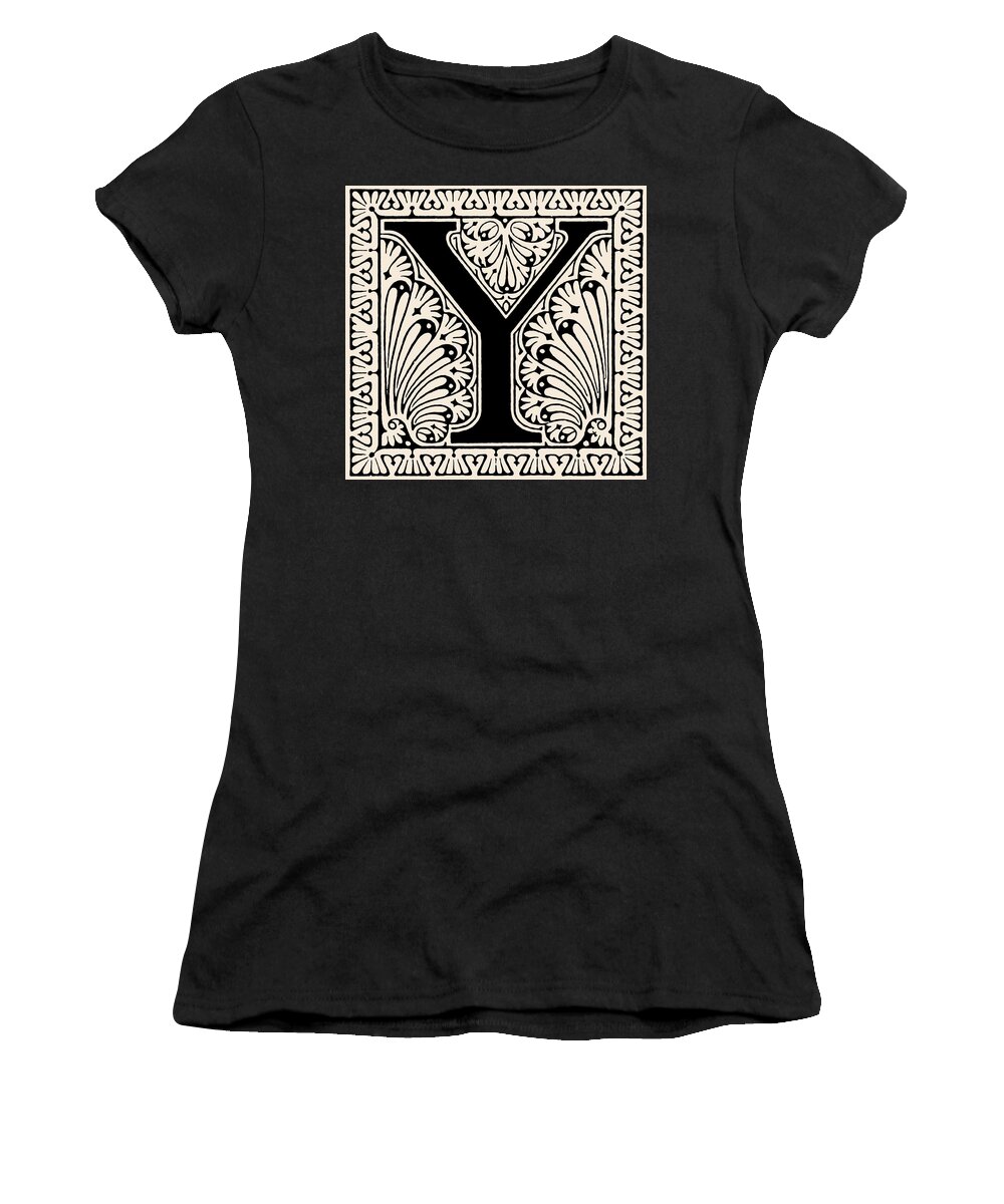 Alphabet Art Women's T-Shirt featuring the digital art Artistic Ancient Alphabet Letter Y by Georgiana Romanovna